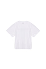 Áo oversize nữ với cổ tròn và họa tiết thêu logo Matin Kim.