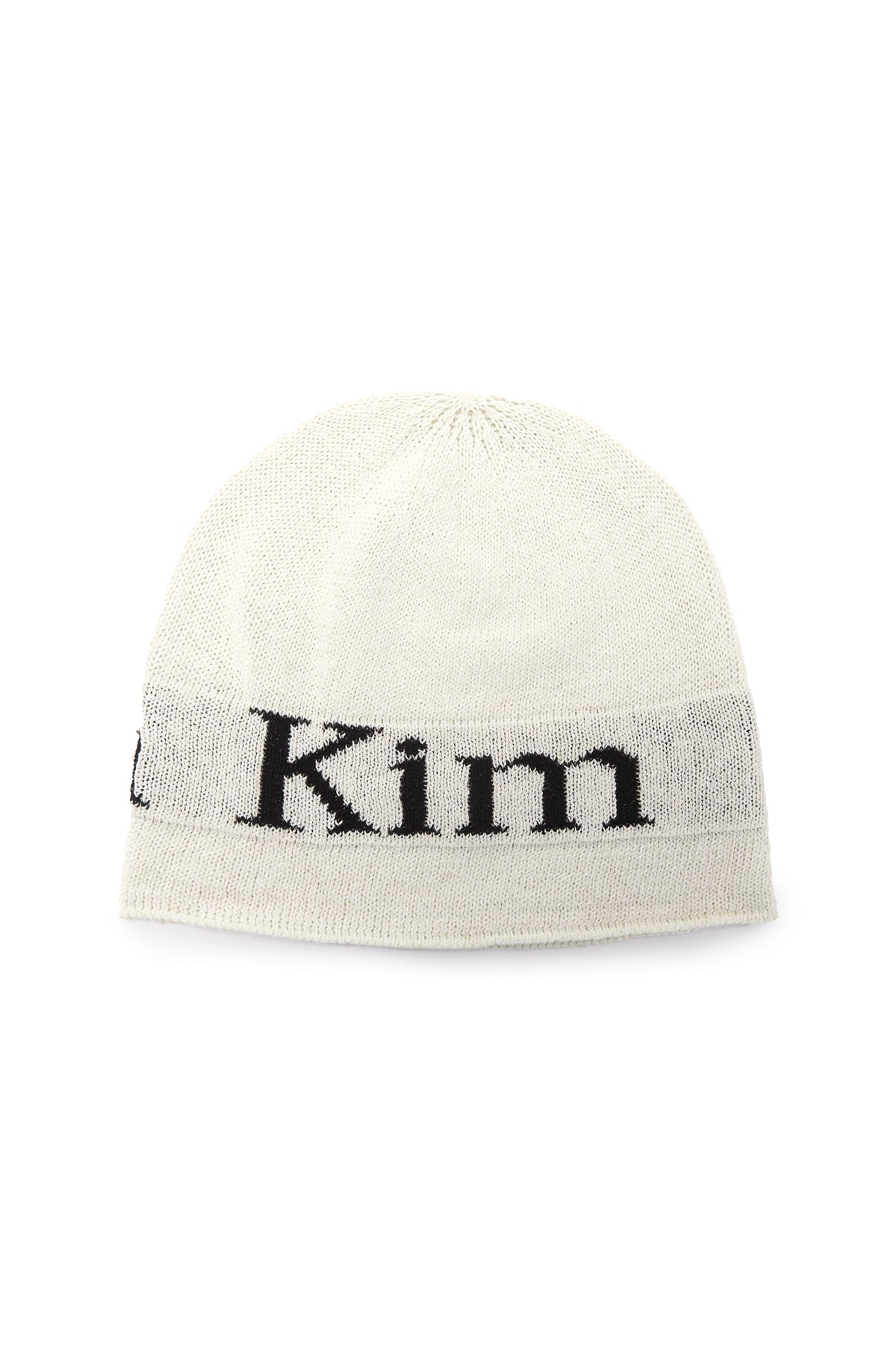 White linen MATIN KIM cap with logo lettering and visible stitching.