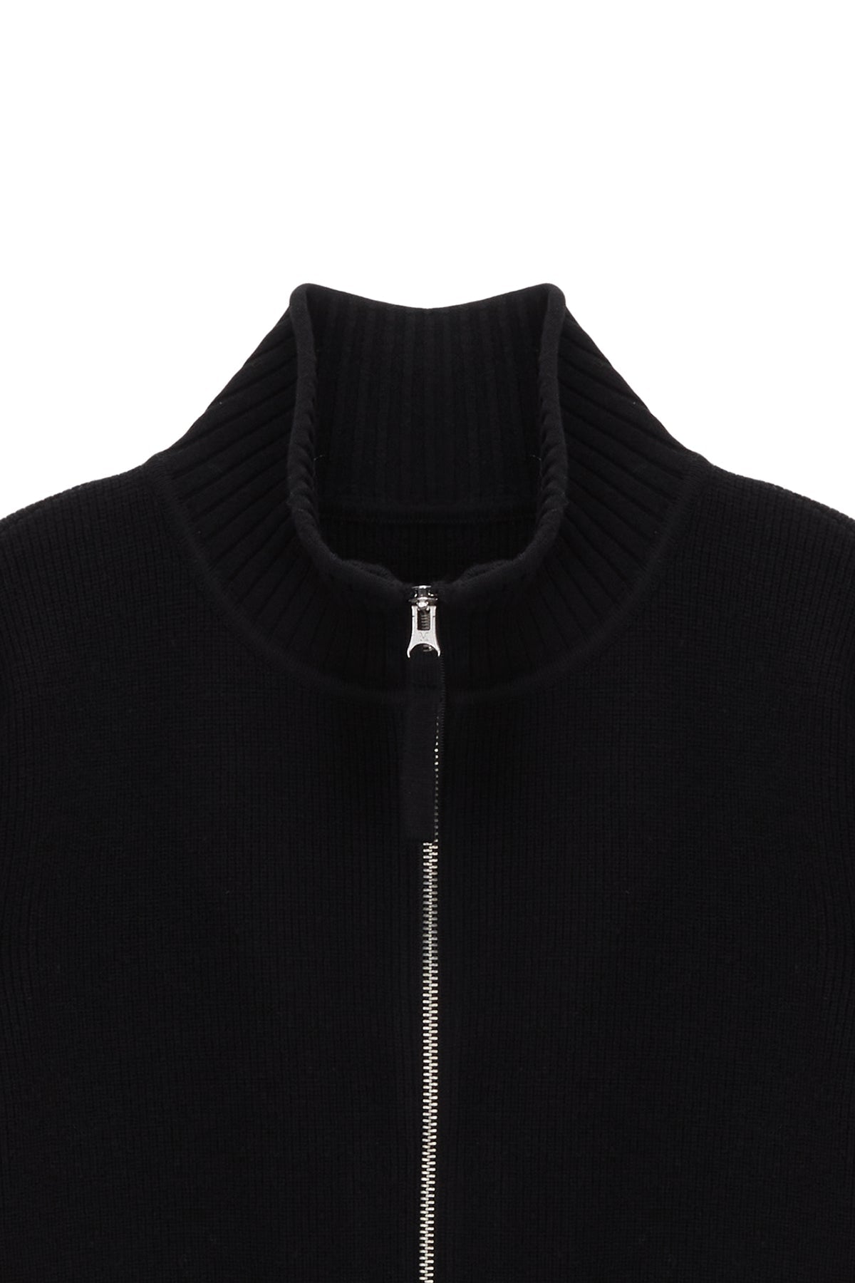 Áo khoác dệt kim unisex với họa tiết kẻ sọc, thiết kế dáng cropped và khóa kéo.