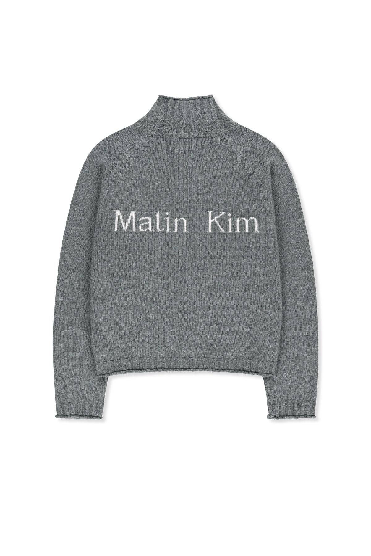 Áo khoác cropped nữ len cashmere với khóa kéo, tay dài và cổ dệt gân, màu xám.