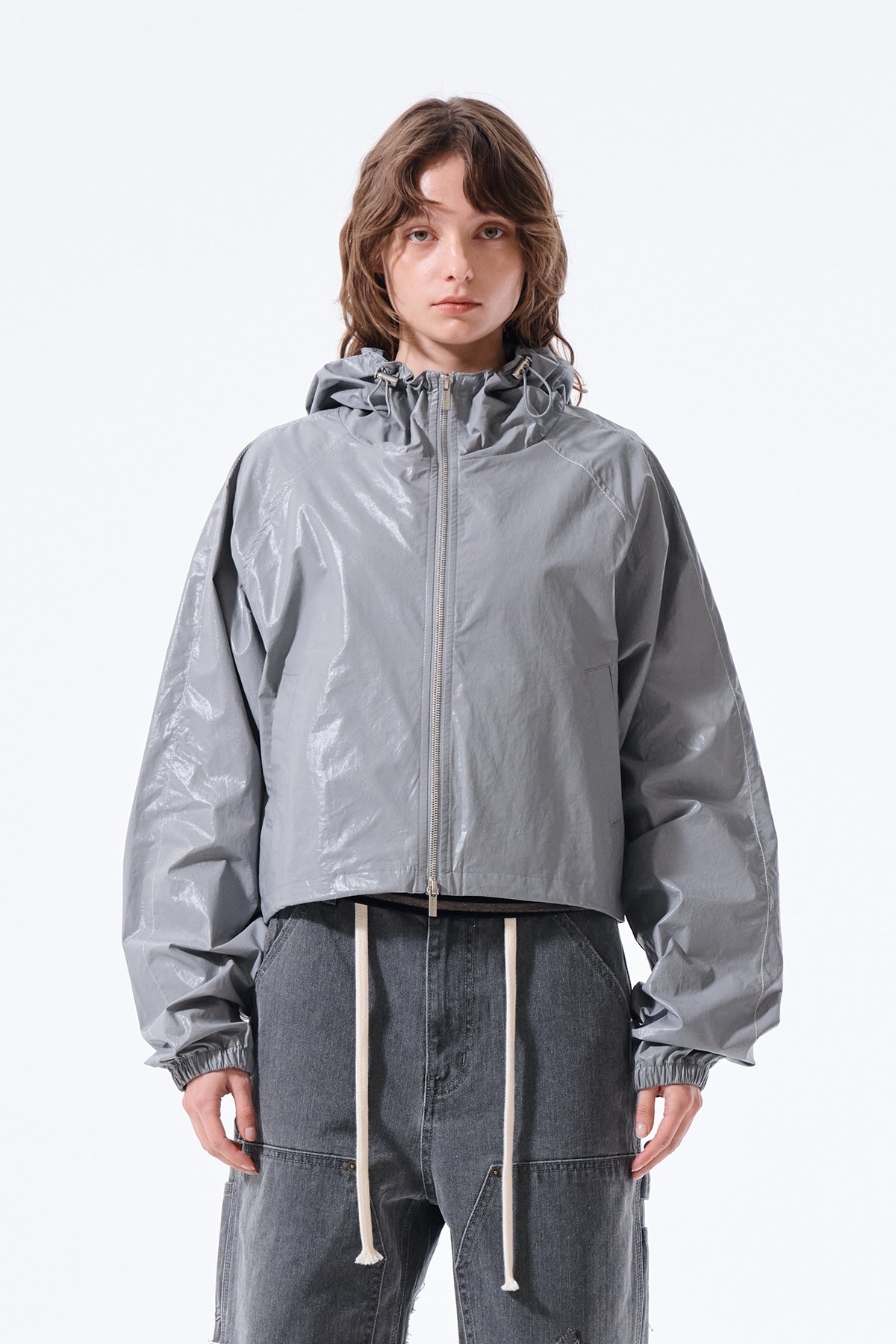 Áo Khoác Thời Trang Nữ Matin Kim Matin Crop Hoody Coating Jumper - Dark Grey