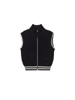 Áo ba lỗ unisex với họa tiết kẻ sọc và cổ dệt gân, thiết kế hiện đại.