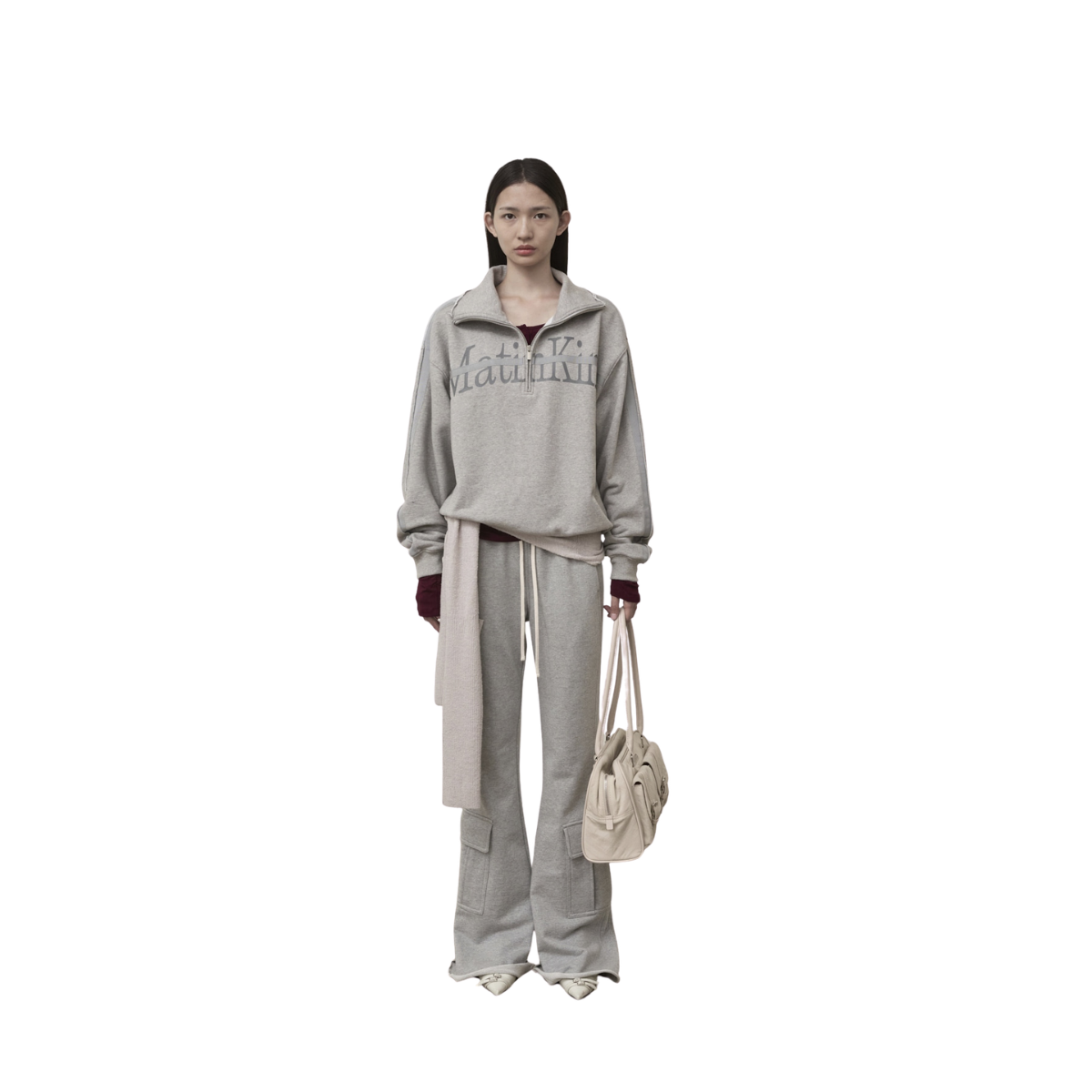 Áo Thời Trang Nữ Matin Kim Cut Out Half Zip Sweatshirt For Women - Grey