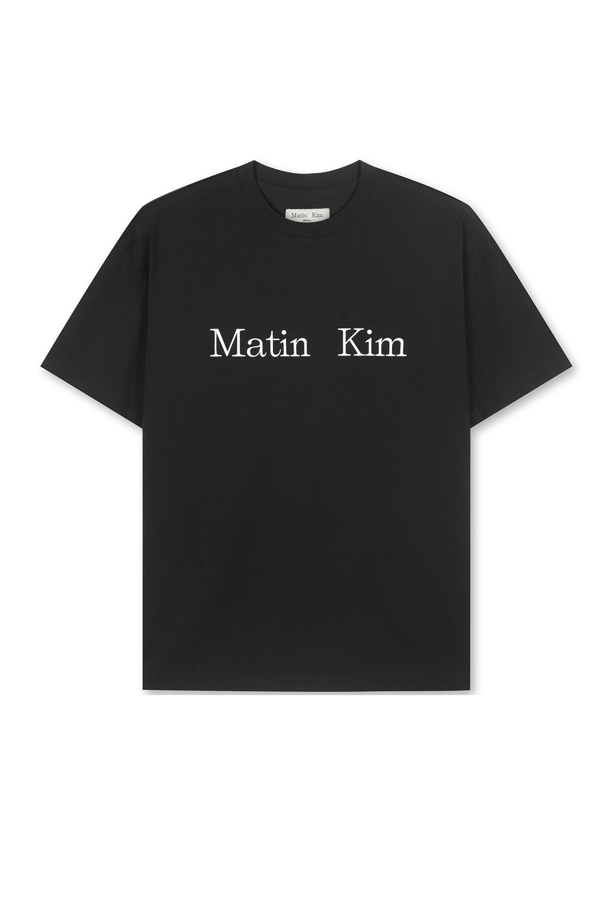 Áo unisex với thiết kế cổ tròn, tay ráp, và logo Matin Kim in lụa ngang ngực.