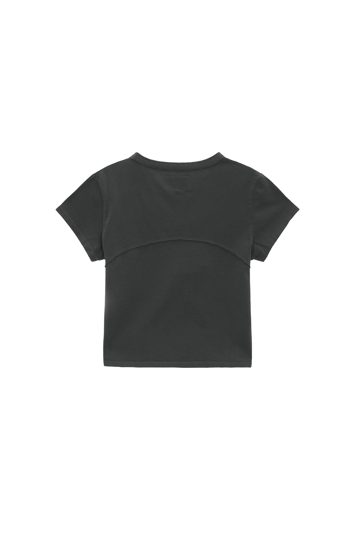 Áo cropped nữ với logo Matin Kim, tay ngắn và cổ tròn, chất liệu cotton thoải mái.