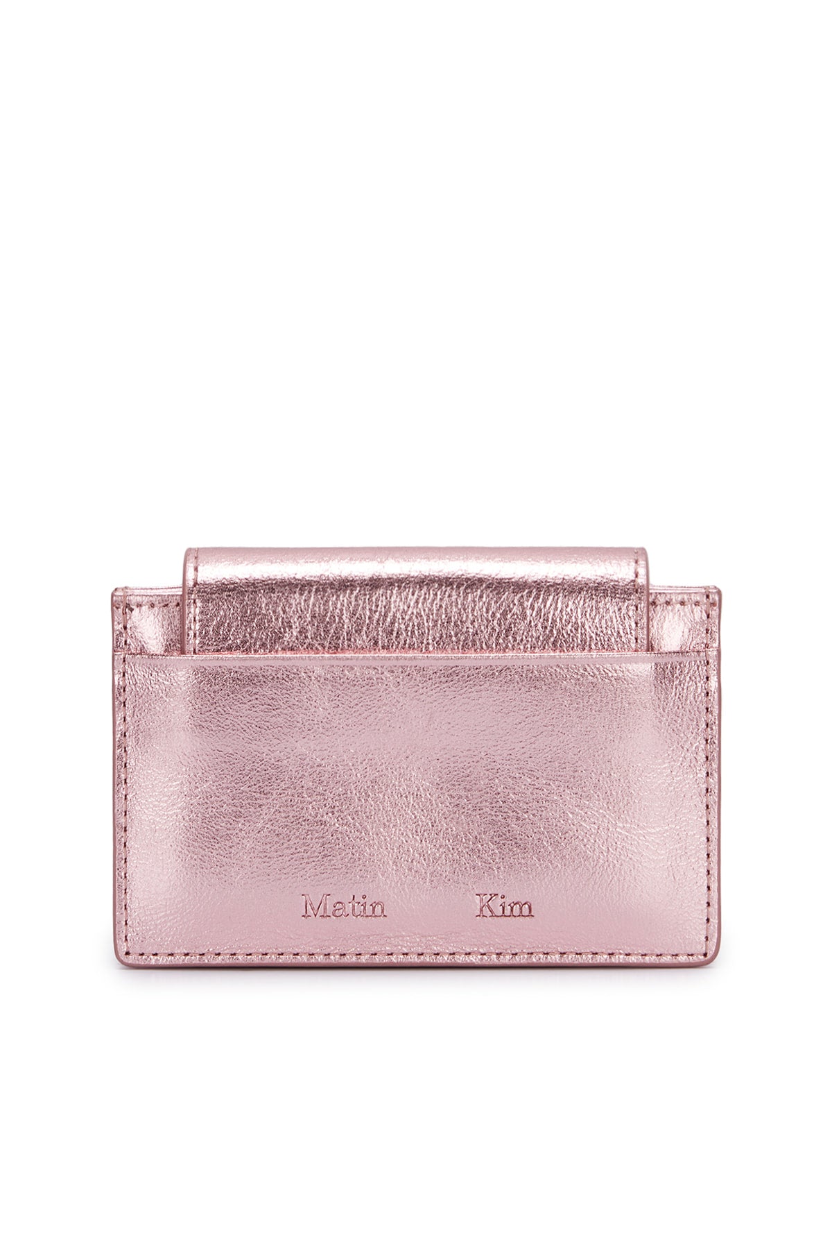 Phụ kiện ví unisex Matin Kim Accordion Wallet màu Indianpink, dáng định hình, bề mặt ánh kim và tem logo kim loại