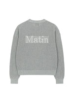 Áo len unisex với thiết kế dệt kim và logo Matin Kim nổi bật.
