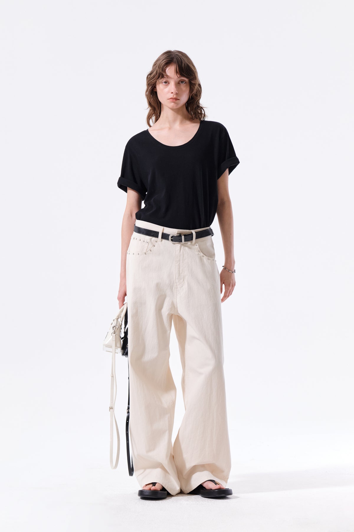Quần Thời Trang Nữ Matin Kim Stud Point Color Denim Pants - Cream