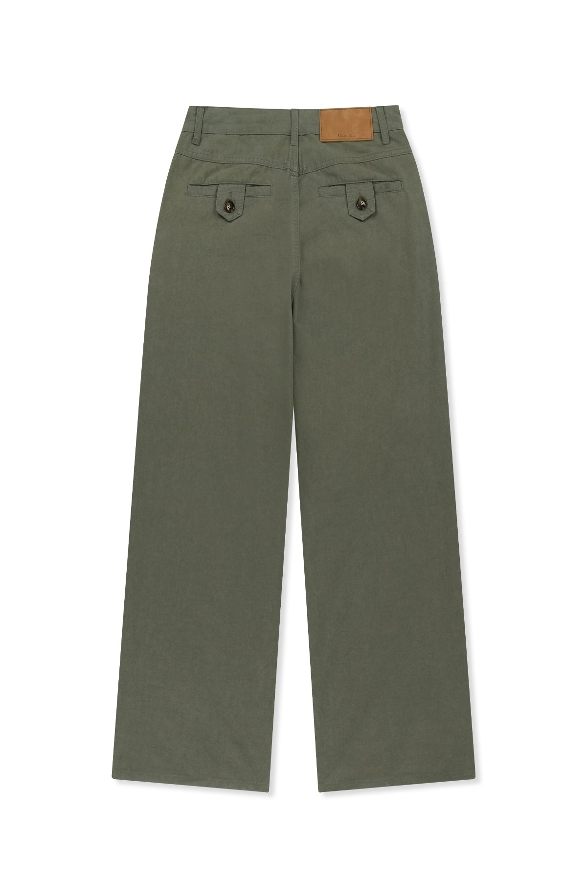 Quần denim nữ baggy khaki với cạp cao và 5 túi tiện lợi.