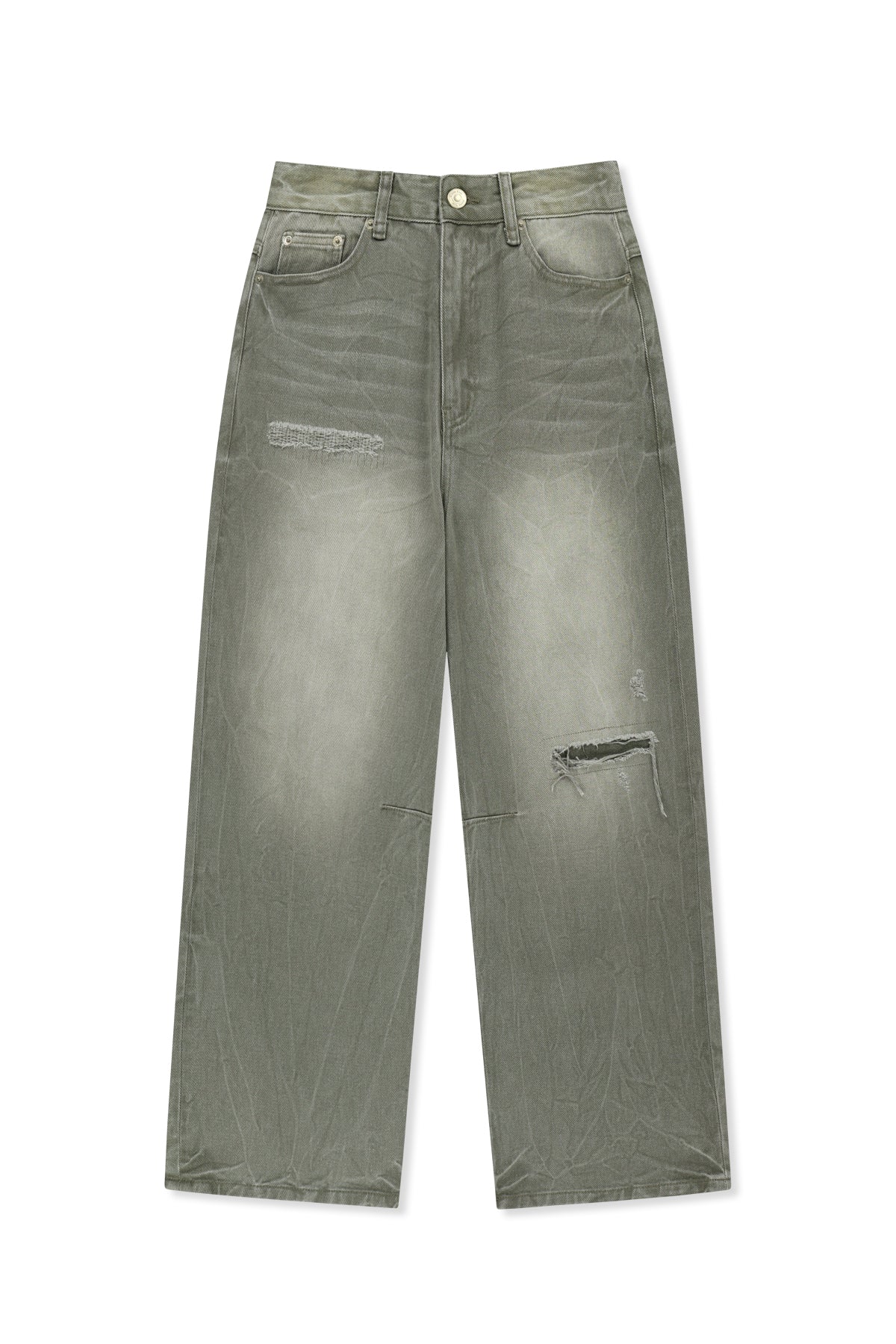 Quần Thời Trang Nữ Matin Kim Back Logo Washed Denim Pants - Khaki