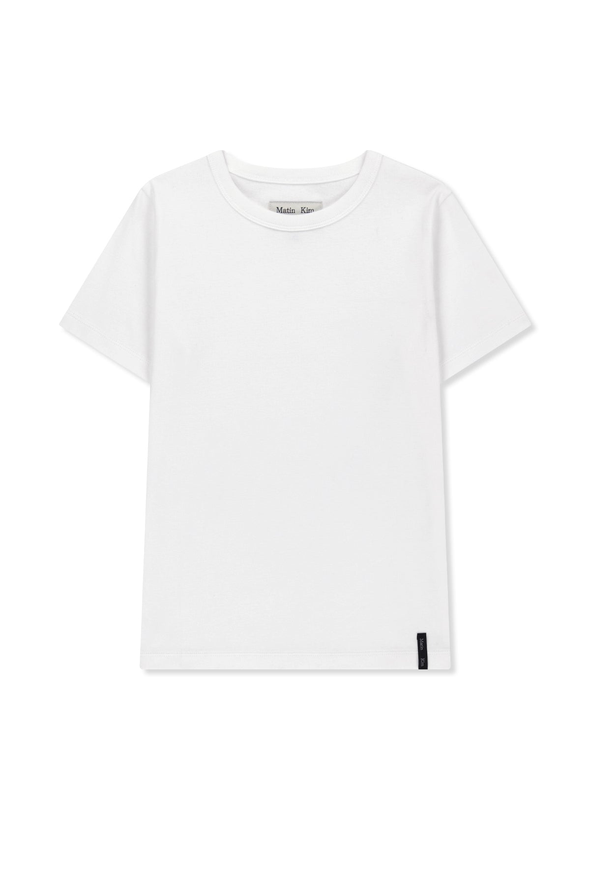Áo slim fit cổ tròn, tay ngắn, đường may nổi bật, màu ivory.