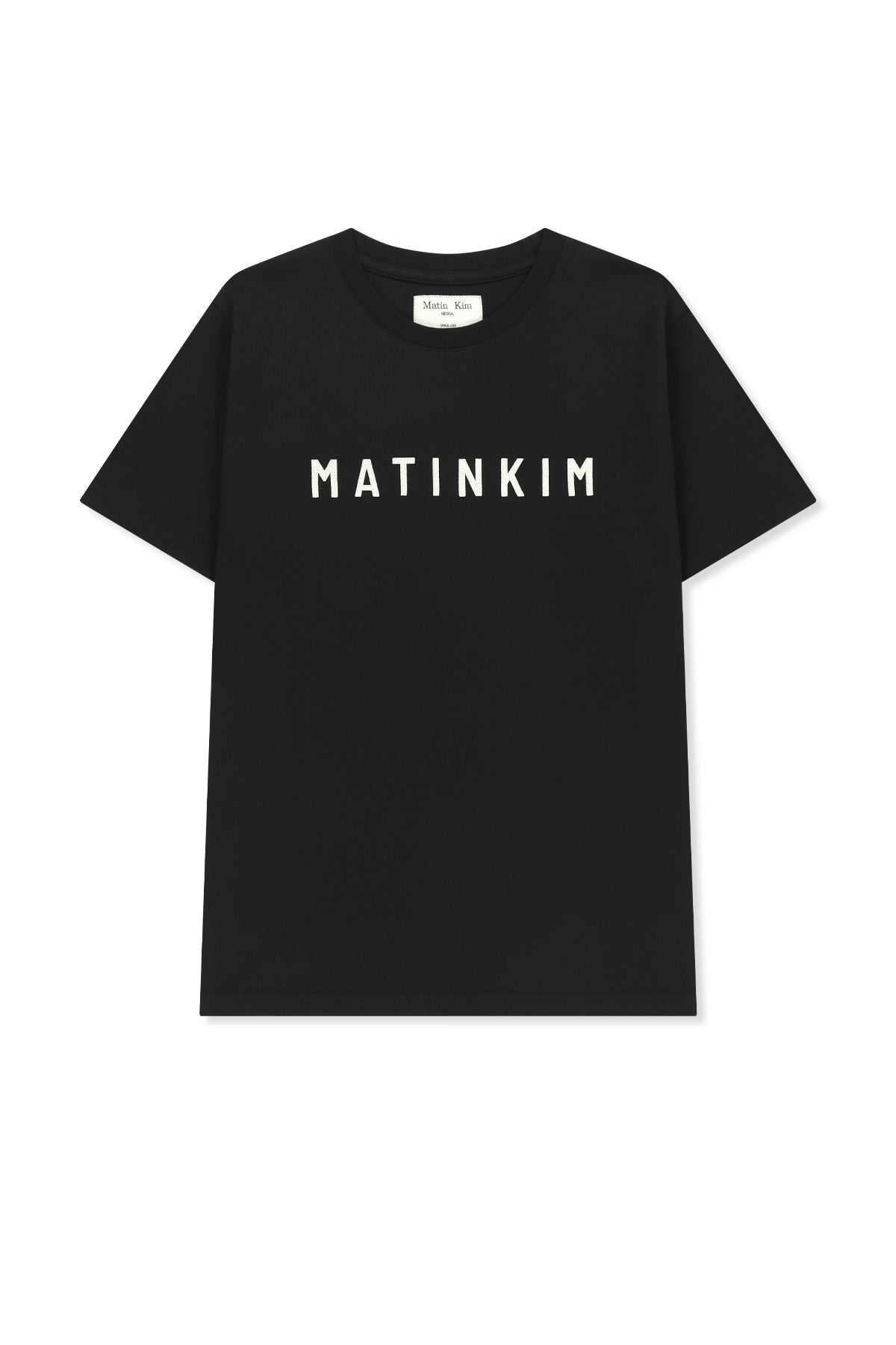 Áo top nữ với logo Matin Kim in nổi bật trên nền đen.