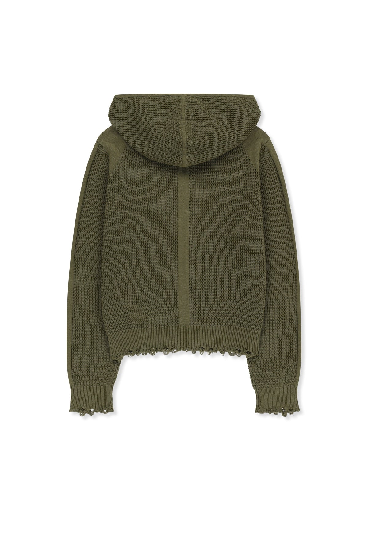 Áo sơ mi unisex màu khaki có mũ trùm, khóa kéo giữa trước, tay dài và logo Matin Kim