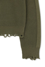 Áo sơ mi unisex màu khaki có mũ trùm, khóa kéo giữa trước, tay dài và logo Matin Kim