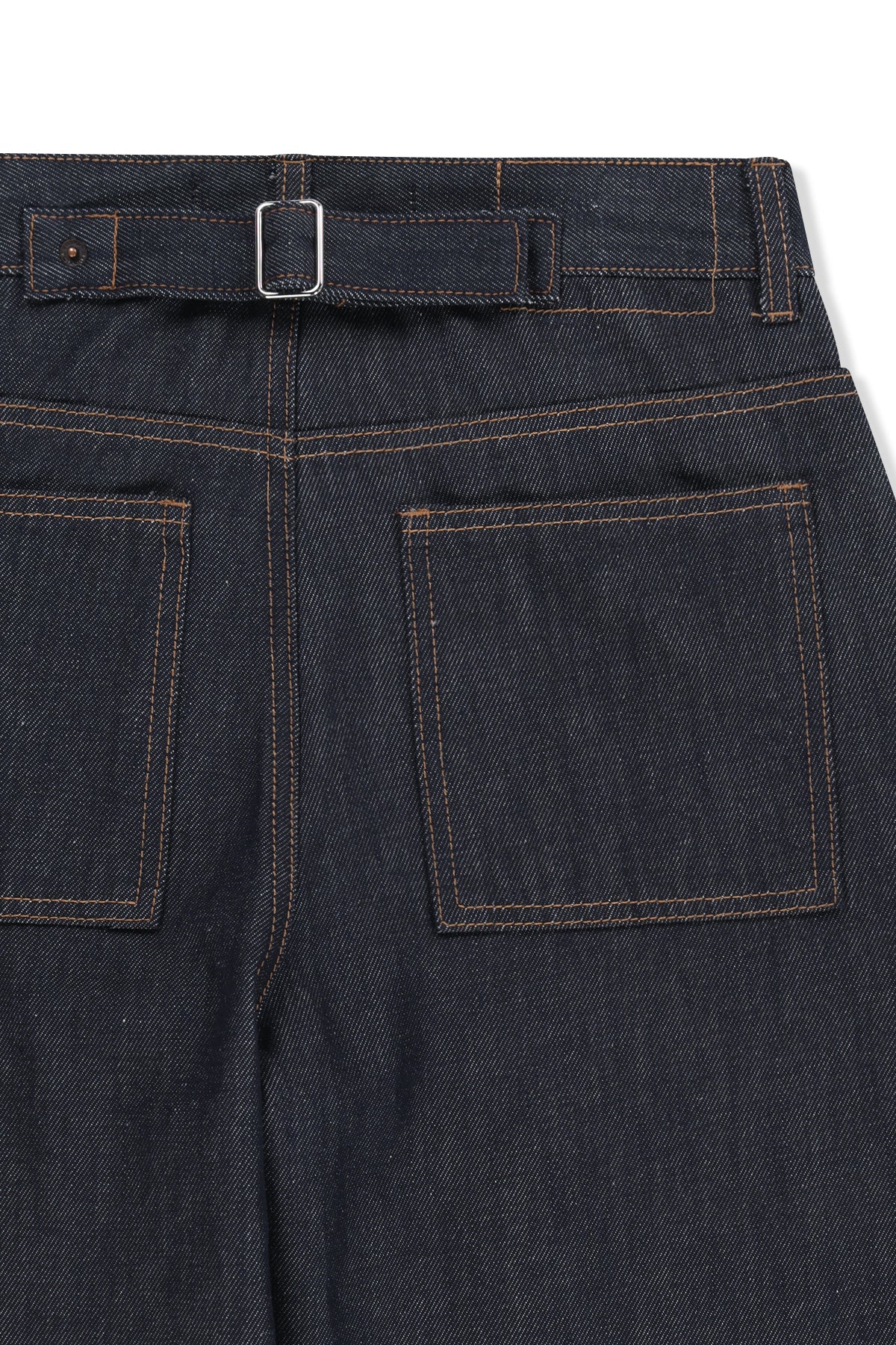 Chân váy nữ denim cotton wash tối màu, cạp cao, phom ống rộng dáng lửng