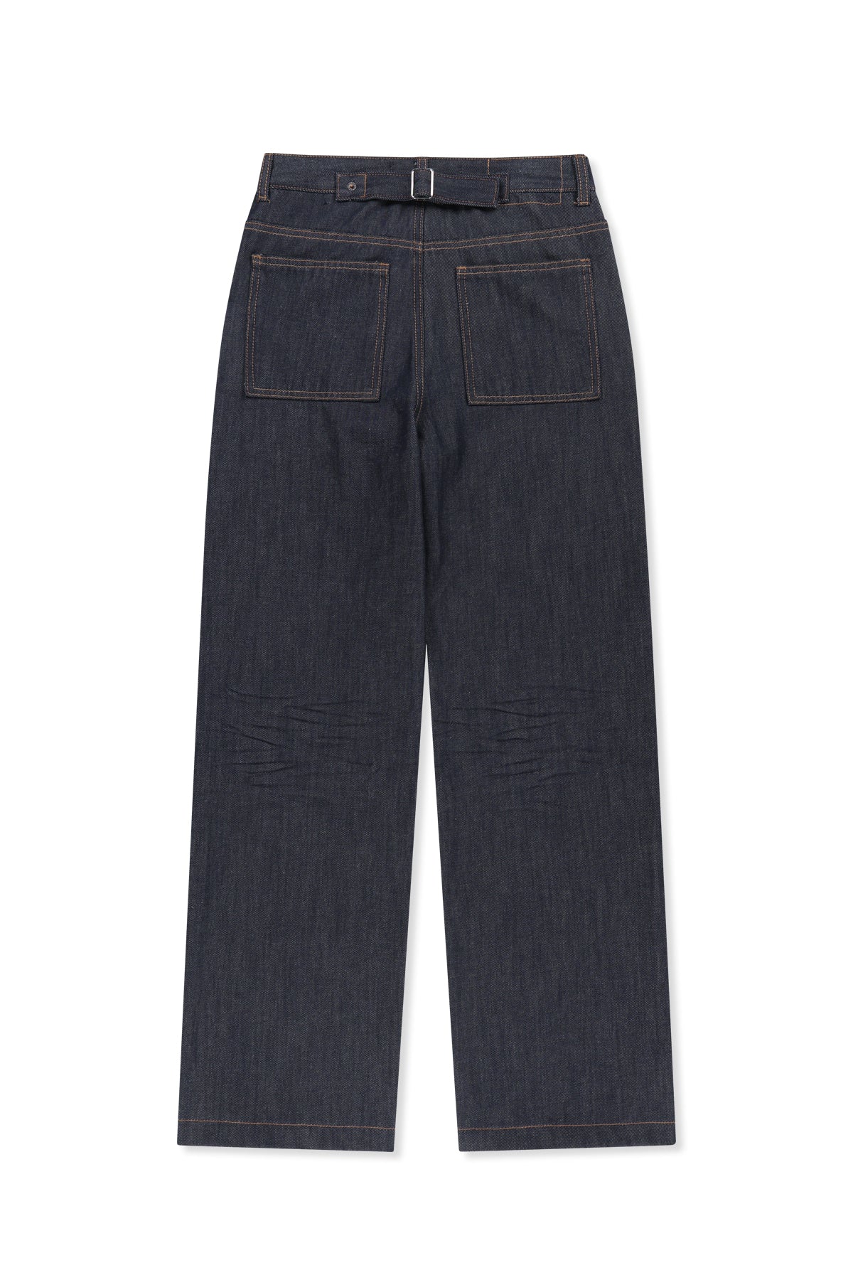 Chân váy nữ denim cotton wash tối màu, cạp cao, phom ống rộng dáng lửng