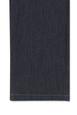 Chân váy nữ denim cotton wash tối màu, cạp cao, phom ống rộng dáng lửng