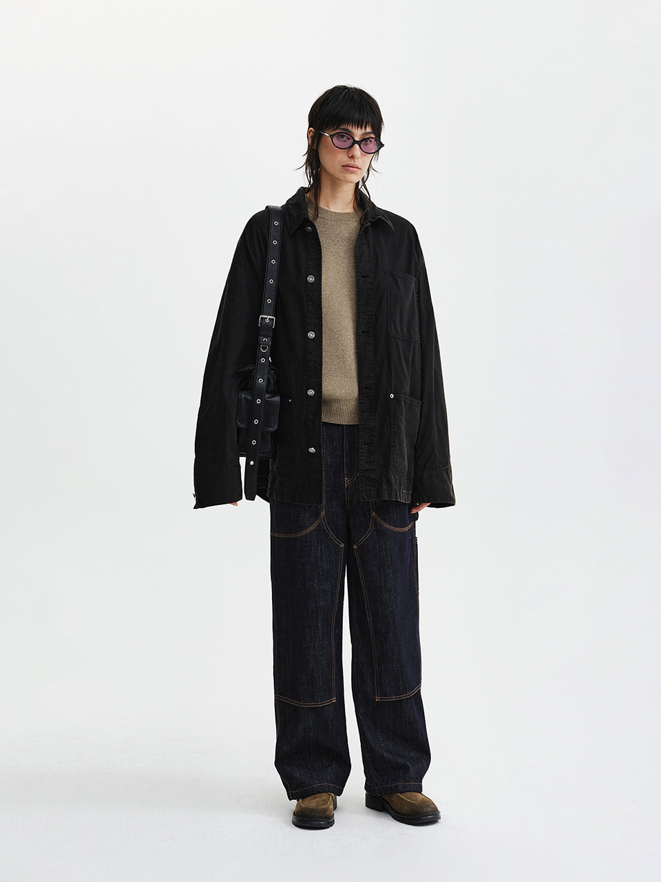 Quần Thời Trang Unisex Matin Kim Panel Stitch Denim Pants - Dark Navy