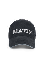 Nón bóng chày unisex màu charcoal, vành cong, logo Matin Kim thêu ở mảng trước, dây strapback phía sau.