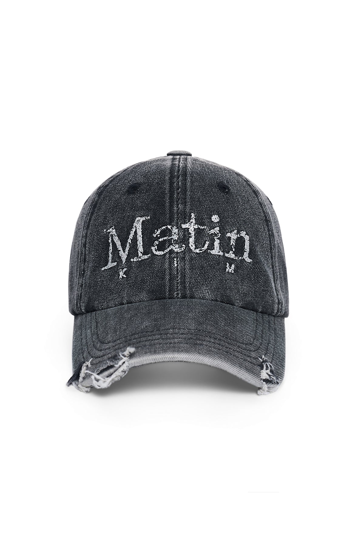 Nón Thời Trang Unisex Matin Kim Vintage Distressed Denim Ball Cap - Black