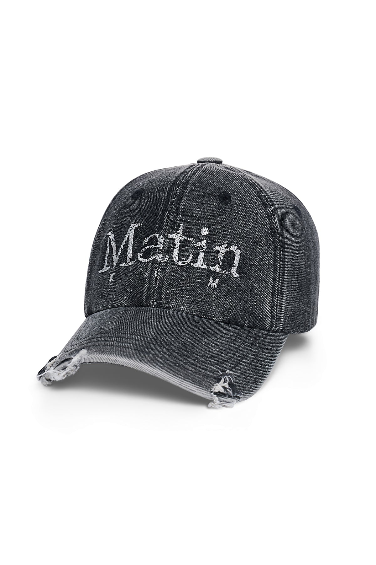 Nón Thời Trang Unisex Matin Kim Vintage Distressed Denim Ball Cap - Black