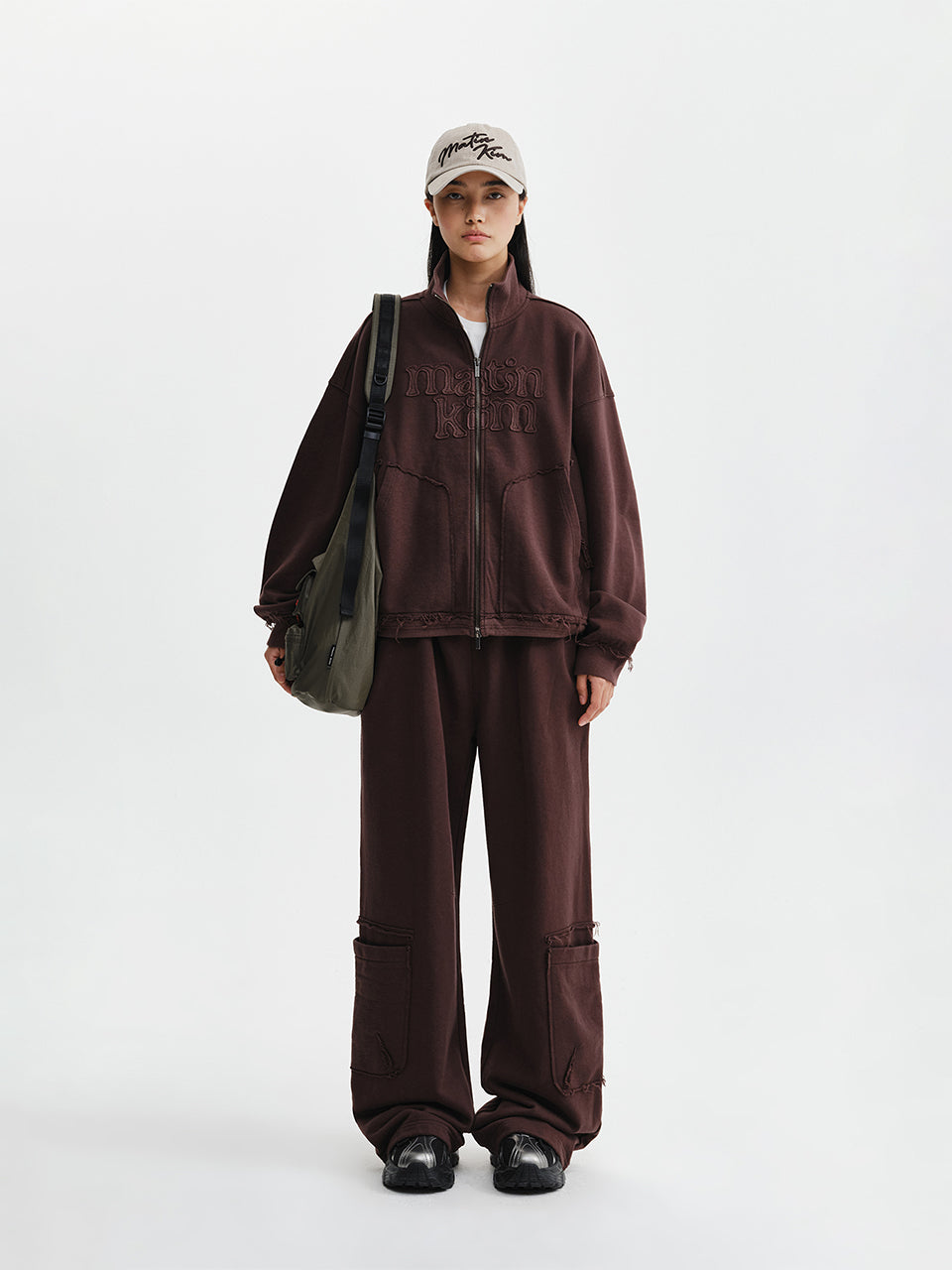Quần Thời Trang Nữ Matin Kim Mixed Waffle Foldover Waist Jersey Pants - Brown