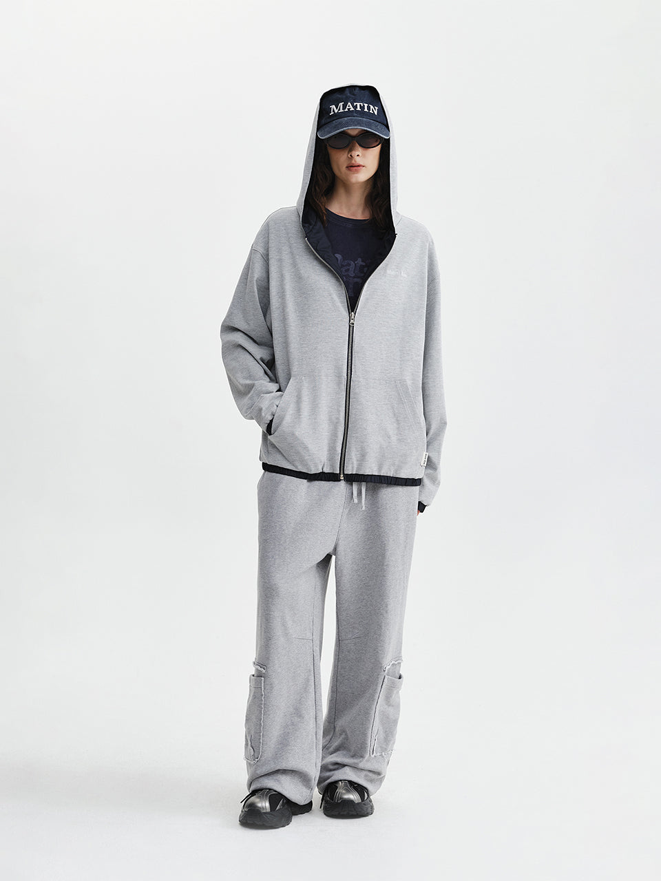 Quần Thời Trang Nữ Matin Kim Mixed Waffle Foldover Waist Jersey Pants - Grey