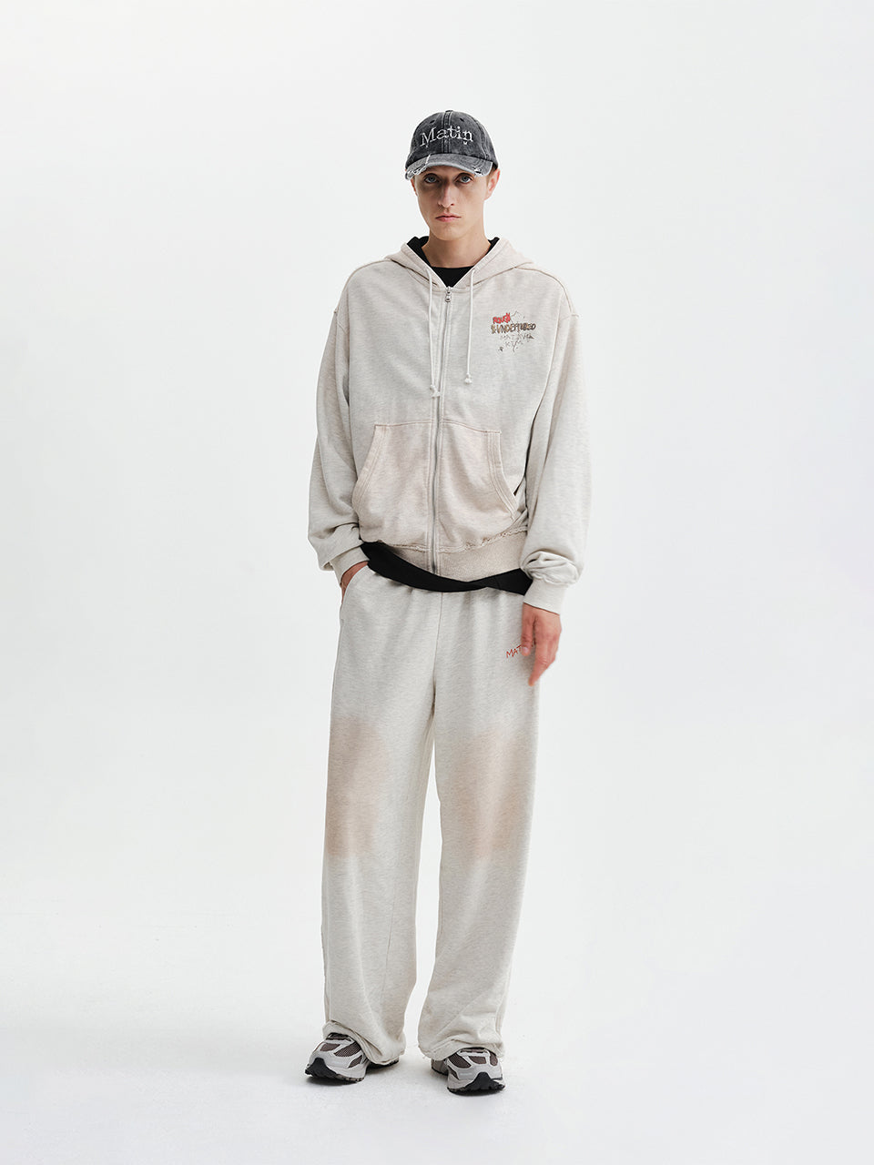 Quần Thời Trang Unisex Matin Kim Vintage Washed Color Contrast Sweatpants - Light Beige