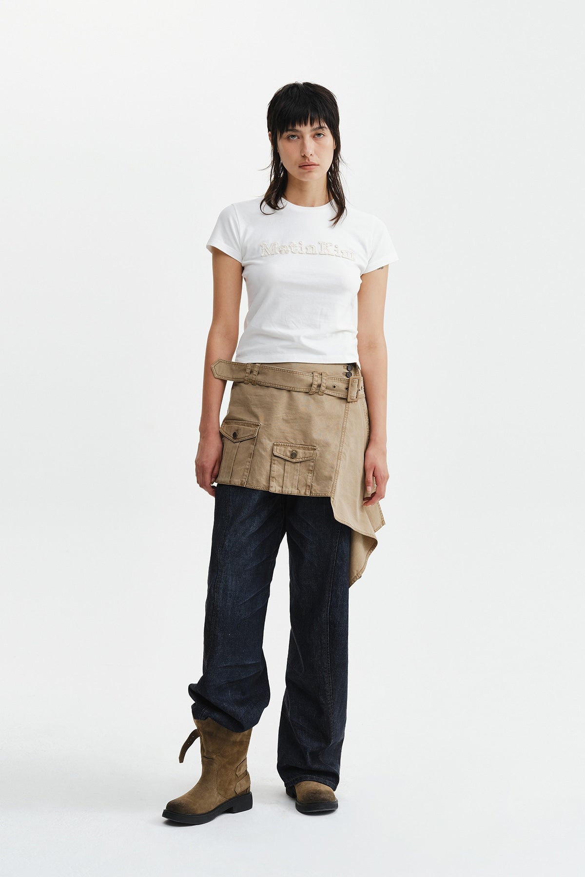 Váy Thời Trang Nữ Matin Kim Belted Layered Mini Skirt - Beige