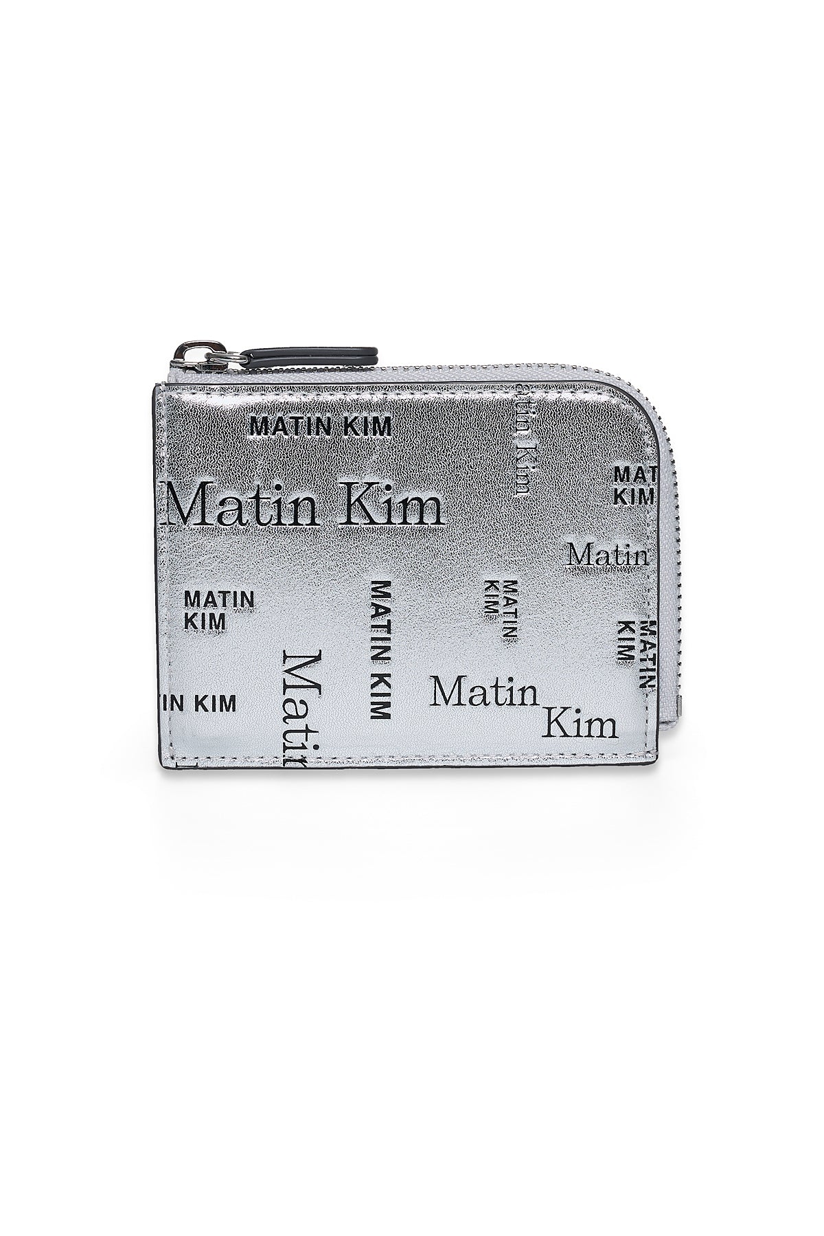 Ví Thời Trang Unisex Matin Kim Matin All-Over Logo Half Round Zip Wallet - Silver