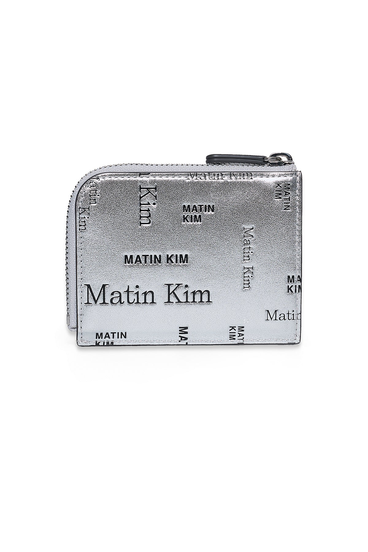 Ví Thời Trang Unisex Matin Kim Matin All-Over Logo Half Round Zip Wallet - Silver